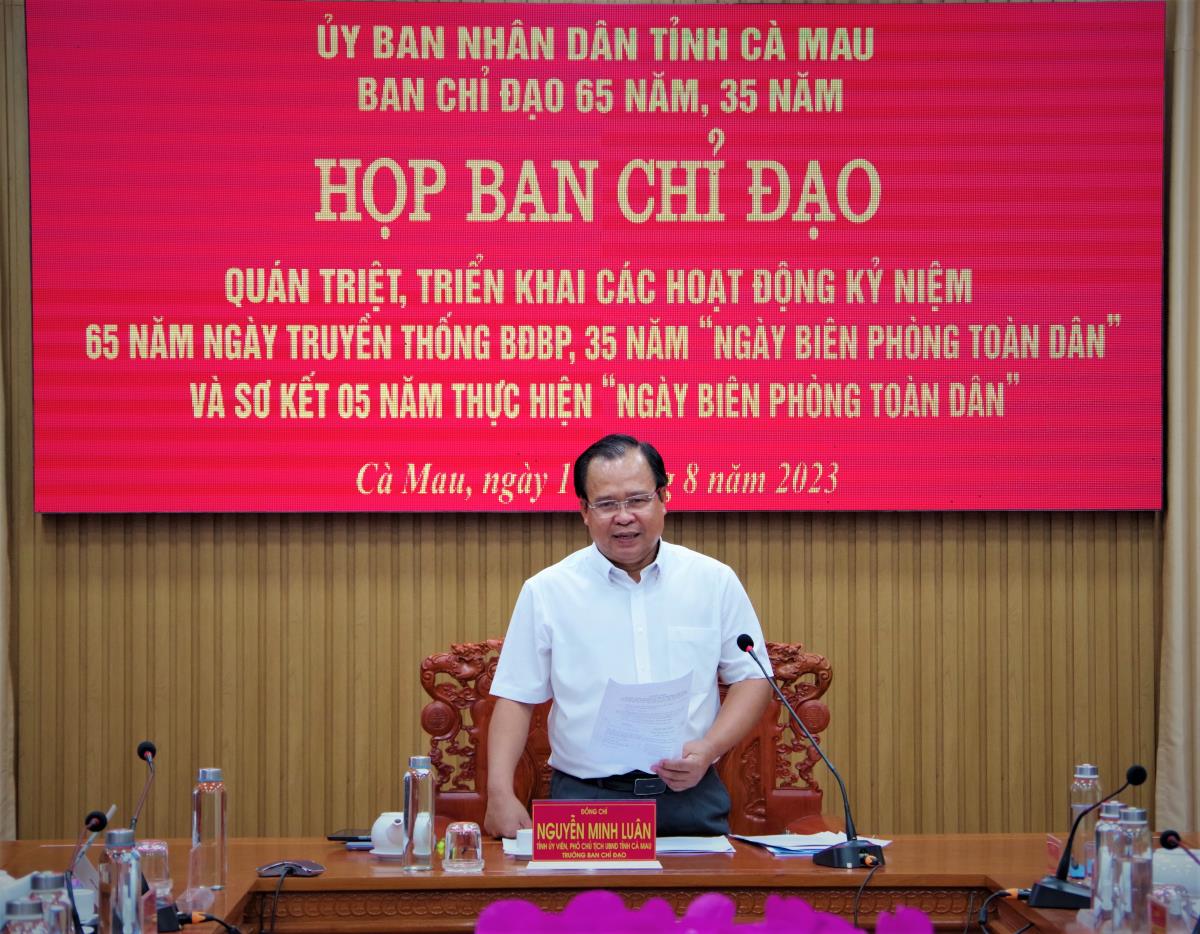 UBND tỉnh Cà Mau họp Ban Chỉ đạo tổ chức kỷ niệm 65 năm Ngày truyền thống BĐBP, 35 năm Ngày Biên phòng toàn dân
