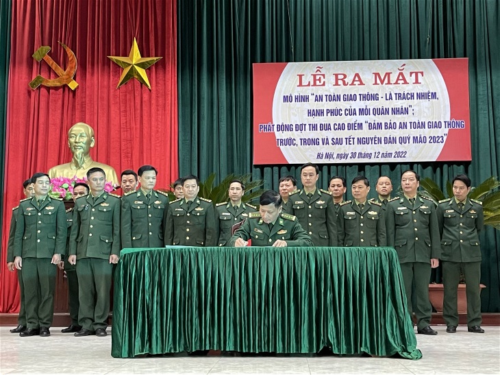 Trường Trung cấp 24 Biên phòng ra mắt mô hình An toàn giao thông-là trách nhiệm, hạnh phúc của mỗi quân nhân