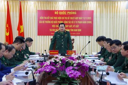 Thượng tướng Võ Minh Lương kiểm tra kết quả thực hiện công tác 1389 tại Bộ Chỉ huy BĐBP Nam Định