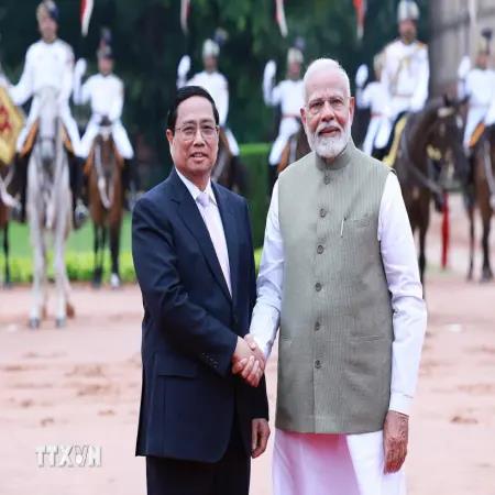 Thủ tướng Ấn Độ Narendra Modi chủ trì lễ đón Thủ tướng Phạm Minh Chính