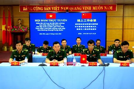 Hội đàm trực tuyến giữa BĐBP Điện Biên và Chi đội quản lý biên giới Phổ Nhĩ