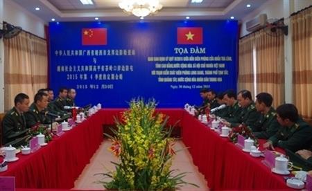 Giao ban định kỳ Đồn BPCK Trà Lĩnh, Cao Bằng với Trạm KSBP Long Bang, Trung Quốc