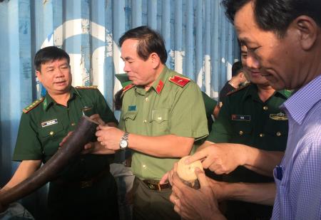 Thu giữ 10 tấn ngà voi, vảy tê tê tại cảng Tiên Sa
