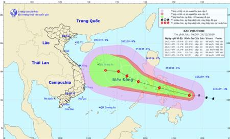 Dự báo, ngày 27-12 bão Phanfone vào biển Đông