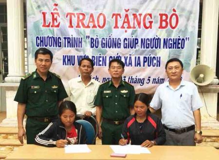 Tặng bò giống giúp người nghèo biên giới Ia Púch