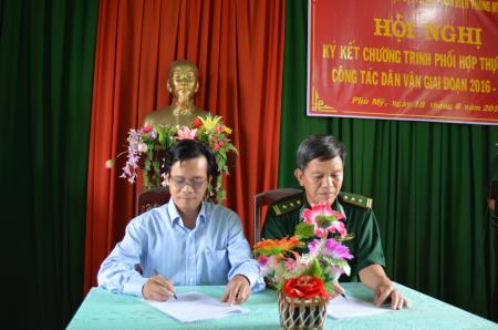 Đồn BP Mỹ Thọ ký kết quy chế phối hợp thực hiện công tác dân vận giai đoạn 2016-2021