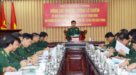 Thượng tướng Lê Chiêm làm việc với Học viện Biên phòng về công tác giáo dục - đào tạo, tuyển sinh