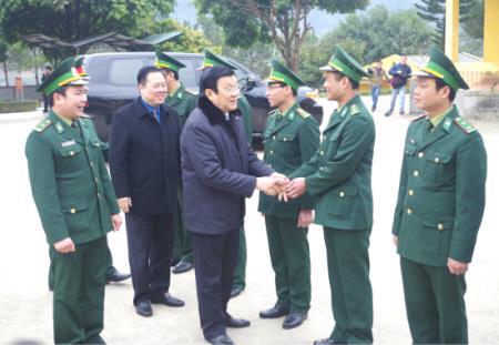 Chủ tịch nước Trương Tấn Sang thăm Đồn BPCK Trà Lĩnh