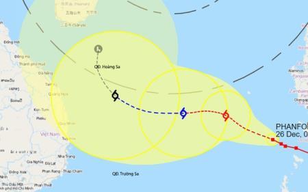 Bão Phanfone vào biển Đông đang ở giai đoạn mạnh nhất