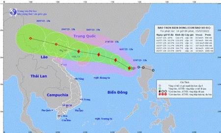 Áp thấp nhiệt đới đã mạnh lên thành cơn bão số 1 năm 2023