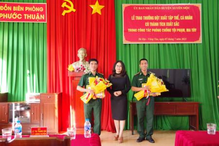 Khen thưởng đột xuất Đồn Biên phòng Phước Thuận về thành tích trong đấu tranh, phòng chống tội phạm ma túy