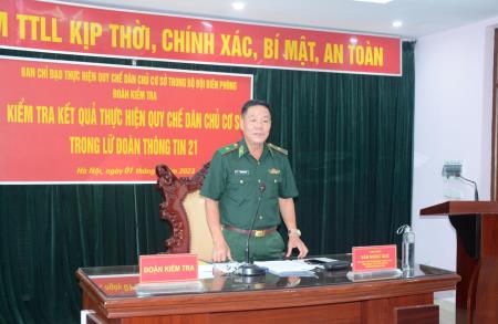 Kiểm tra kết quả thực hiện Quy chế dân chủ cơ sở tại Lữ đoàn Thông tin 21 BĐBP