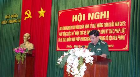 Hải đoàn Biên phòng 18: Rút kinh nghiệm tình hình chấp hành kỷ luật những tháng đầu năm 2023
