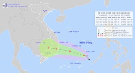 Áp thấp nhiệt đới khả năng mạnh lên thành bão hướng vào Bình Định đến Bình Thuận