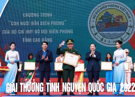 BĐBP Cao Bằng được tặng Giải thưởng Tình nguyện Quốc gia năm 2022 với mô hình “Con nuôi đồn Biên phòng”