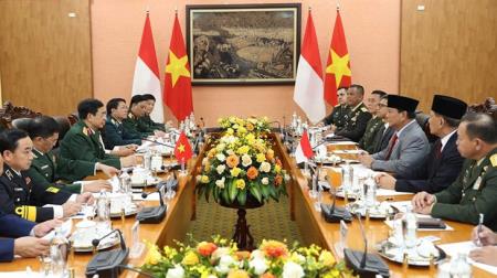 Đại tướng Phan Văn Giang chủ trì Lễ đón chính thức và hội đàm với Bộ trưởng Quốc phòng Indonesia