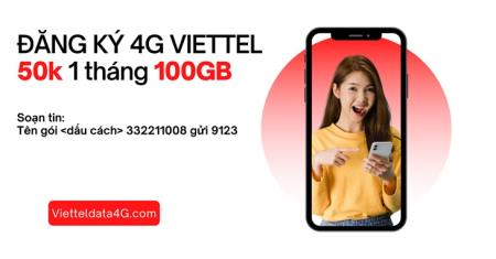 Đăng ký 4G Viettel 50k 1 tháng ưu đãi đến 100GB tại ViettelData4G