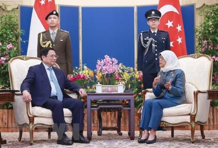 Thủ tướng Phạm Minh Chính hội kiến Tổng thống Singapore Halimah Yacob