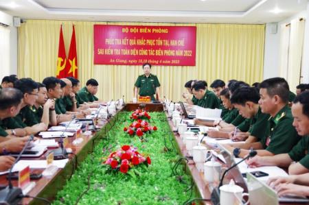 Phúc tra kết quả khắc phục tồn tại, hạn chế sau kiểm tra toàn diện công tác Biên phòng năm 2022 tại BĐBP An Giang