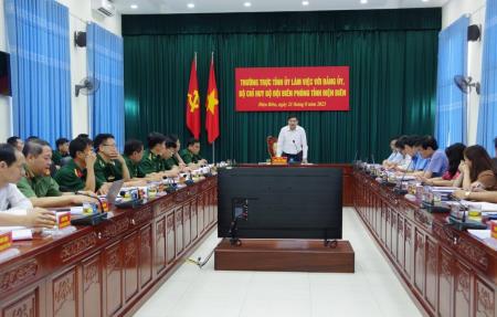 Thường trực Tỉnh ủy Điện Biên làm việc với Đảng ủy, Bộ Chỉ huy BĐBP tỉnh